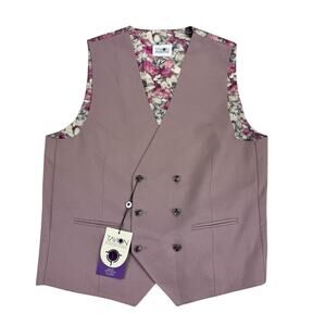 Tayion Mens Regular Fit Solid Suit Vest Mauve M